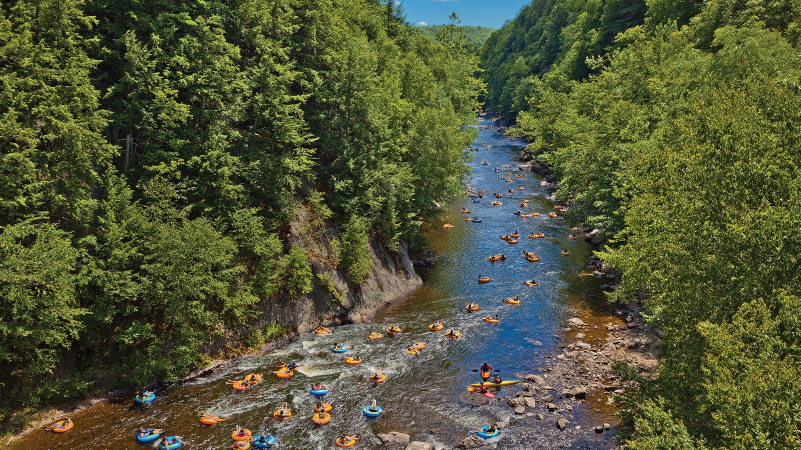 Aerial shot of Satans Kingdom tubing experience (CTvisit)