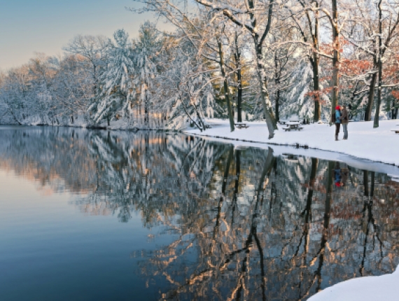 Couple along Wharton Brook in Winter (Flickr@RomyLee)